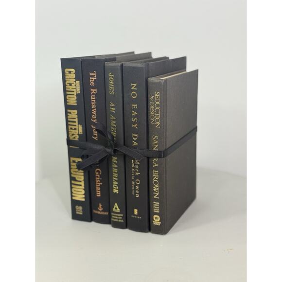Vintage Black Gold Hardcover Book collection Set Shelf Decor Staging Display - Picture 2 of 4